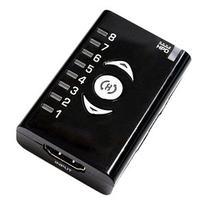 Dr HDMI من الأعلى مع مؤشرات بنوك EDID الثمانية وأزرار التحكم