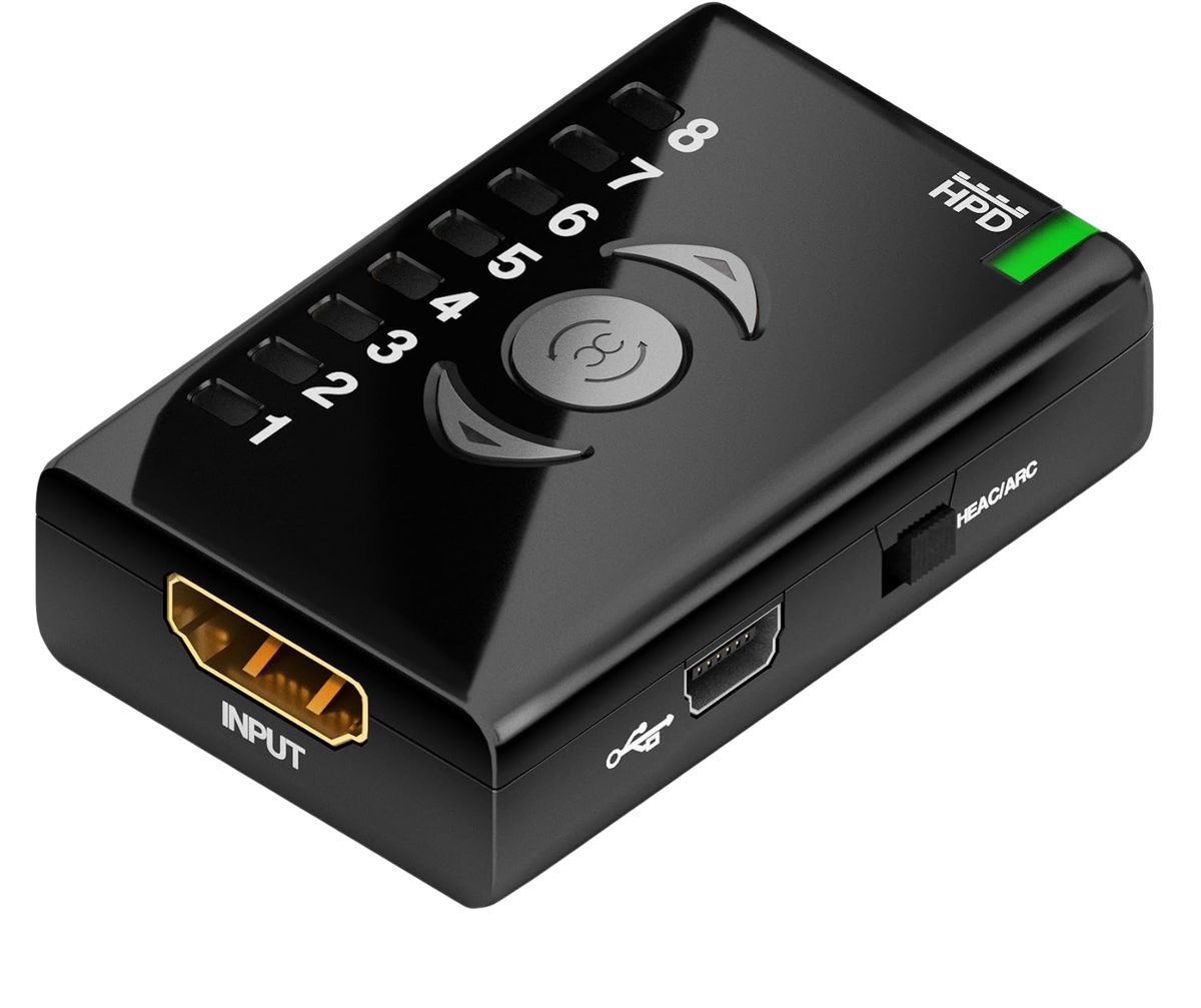 Dr HDMI مع أزرار البنوك ومدخل HDMI ومؤشر HPD الأخضر
