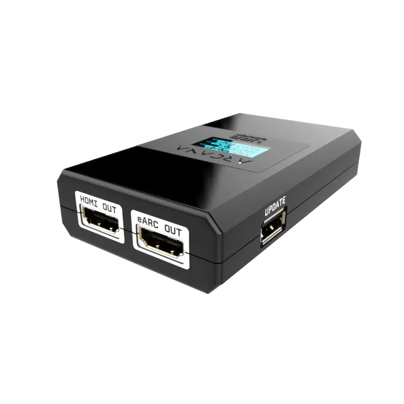 شاشة OLED في HDfury Arcana 2 تعرض بيانات إشارة 4K120 VRR