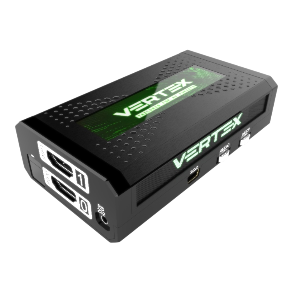 HDfury Vertex مصفوفة HDMI 2x2 ومحوّل دقّة 4K 18Gbps مع OLED ومداخل HDMI وRS232 وmini USB ومفتاحي AUDIO وHDCP