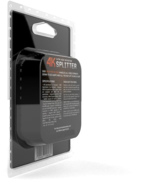HDfury Splitter 4K UHD - موزع HDMI بمدخل واحد ومخرجين